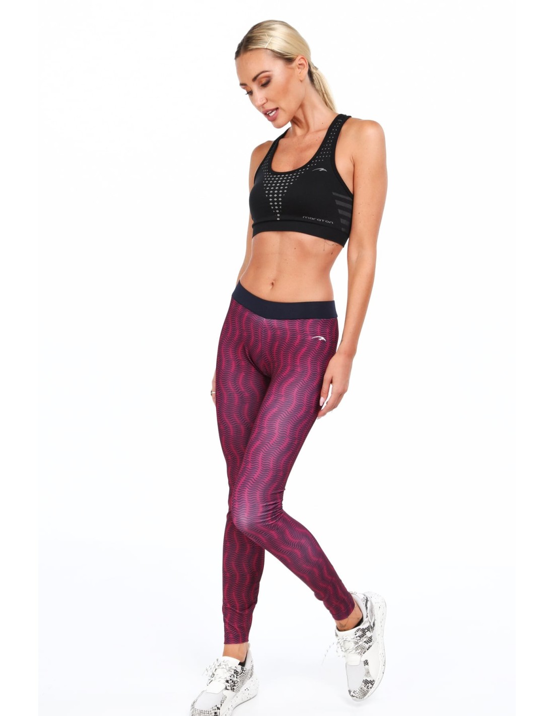 Purple sports leggings with patterns MR11513 - Online store - Boutique